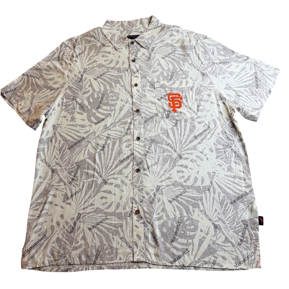 Margaritaville San Francisco Giants Rayon Hawaiian Shirt Mens XL Grey Tropical